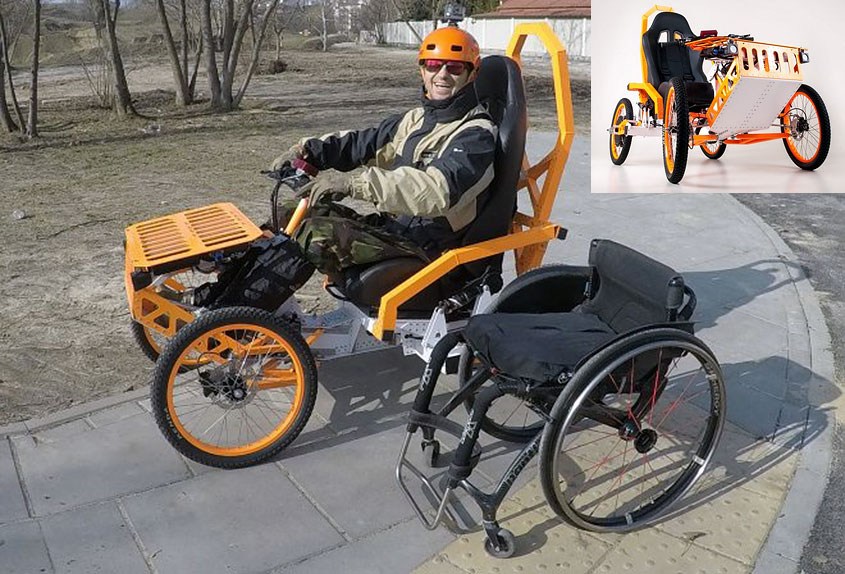 EV4 Mountain Cart для перемещения людей-инвалидов в условиях бездорожья
