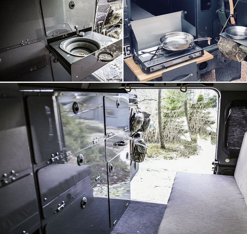 Lightweight Camper Interior System lдля Land Rover Defender 110 от Nordic Overland Adventure and Arts
