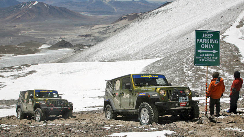 Два Jeep Wrangler покорили высоту 6646 м в марте 2007 г.