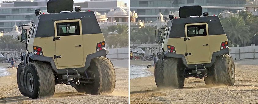 8-колесный Шаман покорил публику на пляже в Дубае. Режим движения Crab