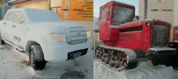 Тойота Тундра из снега